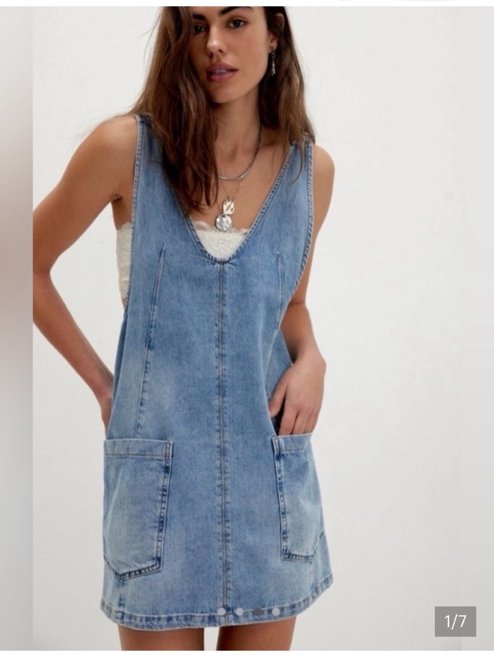 We The Free High Roller Skirttall denim overall mini dress